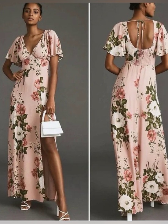 Reformation Dresses & Skirts - Reformation Pink Floral V‑Neck Maxi Dress